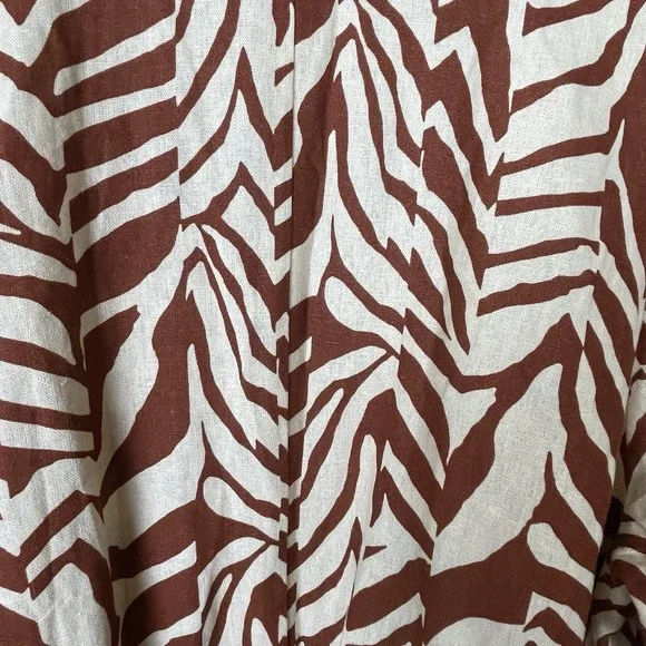 Eloquii Plus Size 20 Animal Print Linen Blend Belted Boho Coastal Dress - Picture 8 of 8